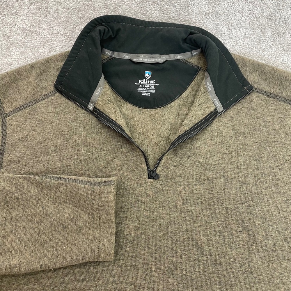 KUHL 1/4 Zip Pullover Mens Extra Large Revel Fleece Olive Green Performance
